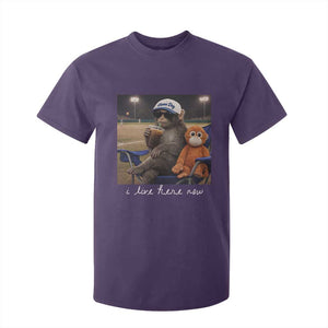 I Live Here Now Punch Monkey T Shirt For Kid Funny Drinking Iced Coffee Baseball Field TS14 Purple Print Your Wear