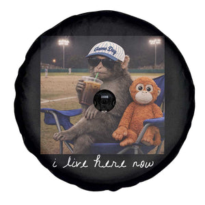 I Live Here Now Punch Monkey Spare Tire Cover Funny Drinking Iced Coffee Baseball Field TS14 Print Your Wear