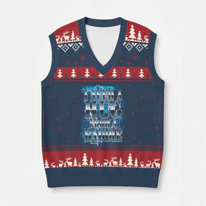 I Need A Hug from A Baddie V-Neck Knit Sweater Vest Funny Flirty Meme TS14 Navy Red Print Your Wear