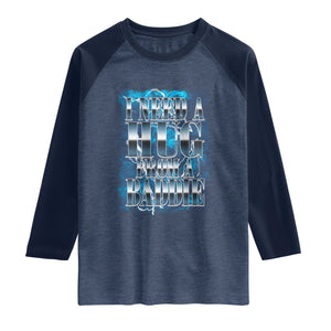 I Need A Hug from A Baddie Raglan Shirt Funny Flirty Meme TS14 Heather Denim Navy Print Your Wear