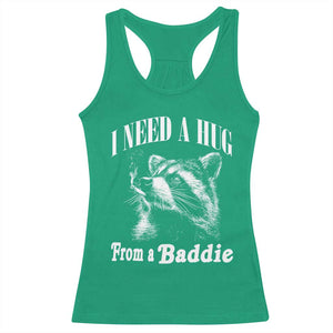 I Need A Hug from A Baddie Racerback Tank Top Funny Raccoon Smoking Sarcastic TS14 Irish Green Print Your Wear