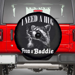 I Need A Hug from A Baddie Spare Tire Cover Funny Raccoon Smoking Sarcastic TS14 Black Print Your Wear