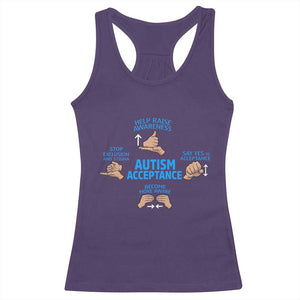 Autism Acceptance Racerback Tank Top Hand Neurodiversity SPED Teacher TS14 Purple Print Your Wear