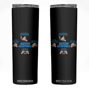Autism Acceptance Skinny Tumbler Hand Neurodiversity SPED Teacher TS14 Black Print Your Wear