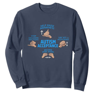 Autism Acceptance Sweatshirt Hand Neurodiversity SPED Teacher TS14 Navy Print Your Wear
