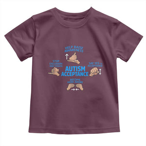 Autism Acceptance Toddler T Shirt Hand Neurodiversity SPED Teacher TS14 Maroon Print Your Wear