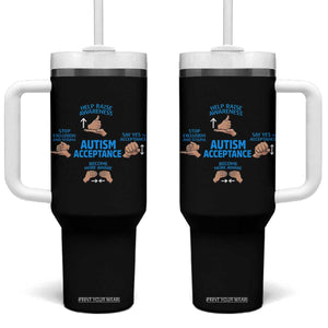 Autism Acceptance Tumbler With Handle Hand Neurodiversity SPED Teacher TS14 One Size: 40 oz Black Print Your Wear