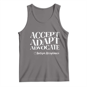 Autism Acceptance Tank Top Accept Adapt Advocate TS14 Deep Heather Print Your Wear
