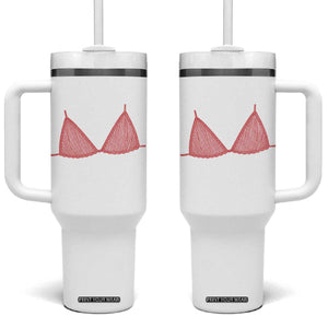 Coastal Bikini Tumbler With Handle Girls Trip Matching Beach Weekend TS14 One Size: 40 oz White Print Your Wear