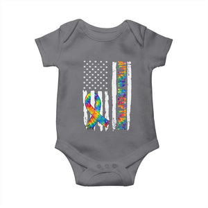 Autism Acceptance Baby Onesie US Flag Ribbon Support Neurodiversity TS14 Charcoal Print Your Wear