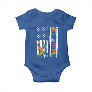 Autism Acceptance Baby Onesie US Flag Ribbon Support Neurodiversity TS14 Royal Blue Print Your Wear