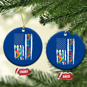 Autism Acceptance Ceramic Ornament US Flag Ribbon Support Neurodiversity TS14 1pc Blue Print Your Wear