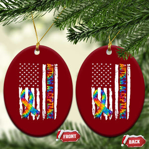 Autism Acceptance Ceramic Ornament US Flag Ribbon Support Neurodiversity TS14 Print Your Wear
