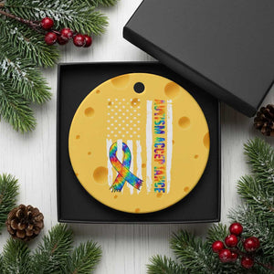 Autism Acceptance Ceramic Ornament US Flag Ribbon Support Neurodiversity TS14 1pc Yellow Cheese Print Your Wear