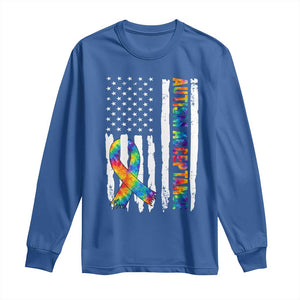Autism Acceptance Long Sleeve Shirt US Flag Ribbon Support Neurodiversity TS14 Royal Blue Print Your Wear