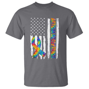 Autism Acceptance T Shirt US Flag Ribbon Support Neurodiversity TS14 Charcoal Print Your Wear
