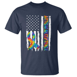 Autism Acceptance T Shirt US Flag Ribbon Support Neurodiversity TS14 Navy Print Your Wear