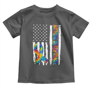 Autism Acceptance Toddler T Shirt US Flag Ribbon Support Neurodiversity TS14 Dark Heather Print Your Wear