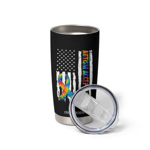 Autism Acceptance Tumbler Cup US Flag Ribbon Support Neurodiversity TS14 Print Your Wear