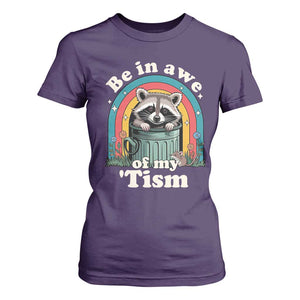 Be in Awe of My Tism T Shirt For Women Funny Raccoon Autism Acceptance TS14 Purple Print Your Wear
