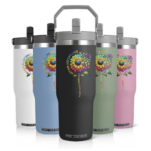 Autism Acceptance Flip Straw Tumbler Accept Understand Love Sunflower Puzzle TS14 Print Your Wear