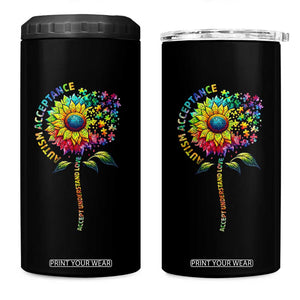 Autism Acceptance 4 in 1 Can Cooler Tumbler Accept Understand Love Sunflower Puzzle TS14 One Size: 16 oz Black Print Your Wear