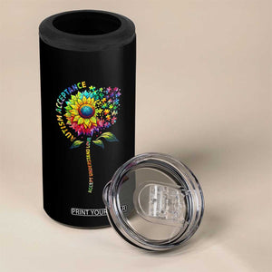 Autism Acceptance 4 in 1 Can Cooler Tumbler Accept Understand Love Sunflower Puzzle TS14 Print Your Wear