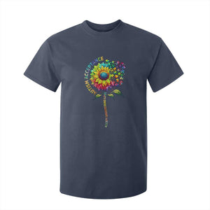 Autism Acceptance T Shirt For Kid Accept Understand Love Sunflower Puzzle TS14 Navy Print Your Wear