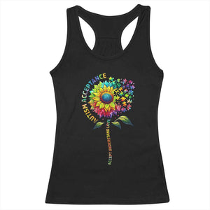 Autism Acceptance Racerback Tank Top Accept Understand Love Sunflower Puzzle TS14 Black Print Your Wear