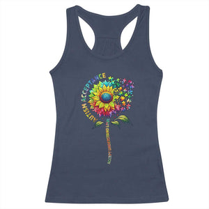Autism Acceptance Racerback Tank Top Accept Understand Love Sunflower Puzzle TS14 Navy Print Your Wear