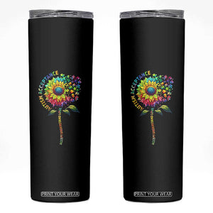 Autism Acceptance Skinny Tumbler Accept Understand Love Sunflower Puzzle TS14 Black Print Your Wear