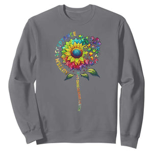 Autism Acceptance Sweatshirt Accept Understand Love Sunflower Puzzle TS14 Charcoal Print Your Wear