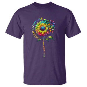 Autism Acceptance T Shirt Accept Understand Love Sunflower Puzzle TS14 Purple Print Your Wear
