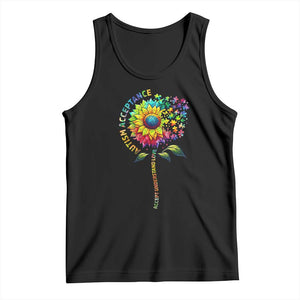 Autism Acceptance Tank Top Accept Understand Love Sunflower Puzzle TS14 Black Print Your Wear