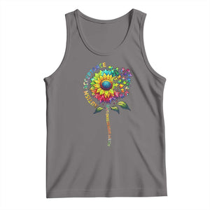 Autism Acceptance Tank Top Accept Understand Love Sunflower Puzzle TS14 Deep Heather Print Your Wear