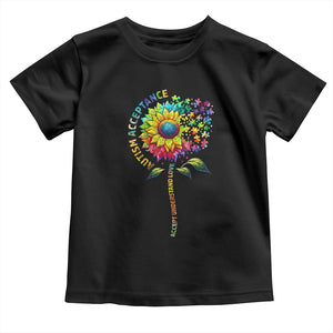 Autism Acceptance Toddler T Shirt Accept Understand Love Sunflower Puzzle TS14 Black Print Your Wear