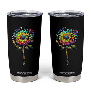 Autism Acceptance Tumbler Cup Accept Understand Love Sunflower Puzzle TS14 Black Print Your Wear