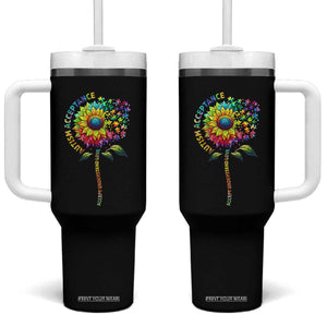 Autism Acceptance Tumbler With Handle Accept Understand Love Sunflower Puzzle TS14 One Size: 40 oz Black Print Your Wear
