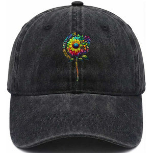 Autism Acceptance Washed Cotton Baseball Cap Accept Understand Love Sunflower Puzzle TS14 Print Your Wear