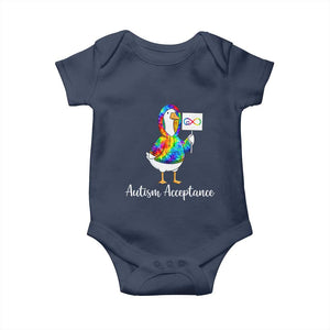 Autism Acceptance Baby Onesie Accept Understand Love Support Neurodivergent TS14 Navy Print Your Wear