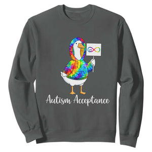 Autism Acceptance Sweatshirt Accept Understand Love Support Neurodivergent TS14 Dark Heather Print Your Wear