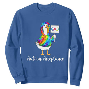 Autism Acceptance Sweatshirt Accept Understand Love Support Neurodivergent TS14 Royal Blue Print Your Wear