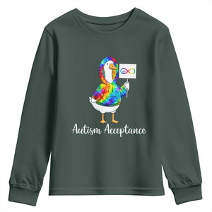 Autism Acceptance Youth Sweatshirt Accept Understand Love Support Neurodivergent TS14 Dark Forest Green Print Your Wear
