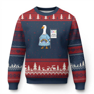 Autism Acceptance Ugly Christmas Sweater Neurodivergent Awareness Silly Goose Support TS14 Navy Red Print Your Wear