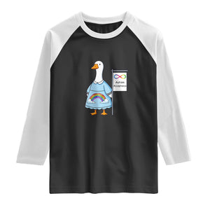 Autism Acceptance Raglan Shirt Neurodivergent Awareness Silly Goose Support TS14 Black White Print Your Wear