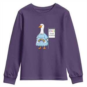Autism Acceptance Youth Sweatshirt Neurodivergent Awareness Silly Goose Support TS14 Purple Print Your Wear