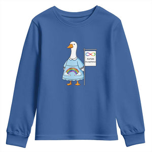 Autism Acceptance Youth Sweatshirt Neurodivergent Awareness Silly Goose Support TS14 Royal Blue Print Your Wear