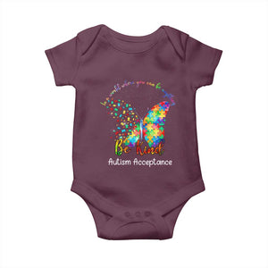 Autism Acceptance Baby Onesie In A World Where You Can Be Anything Be Kind Butterfly Puzzle TS14 Maroon Print Your Wear