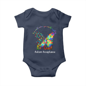 Autism Acceptance Baby Onesie In A World Where You Can Be Anything Be Kind Butterfly Puzzle TS14 Navy Print Your Wear