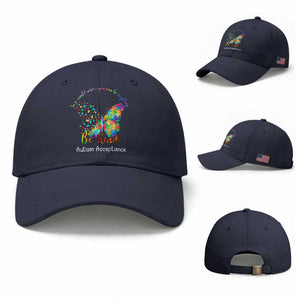 Autism Acceptance Baseball Cap In A World Where You Can Be Anything Be Kind Butterfly Puzzle TS14 Baseball Cap Universal Fit Navy Print Your Wear